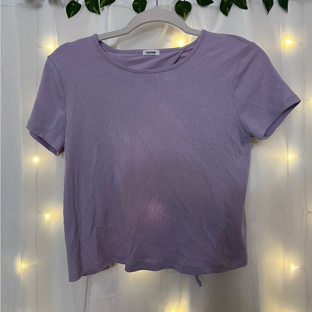 Garage open back purple stormi tee